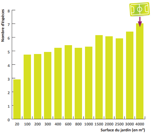  Nombre d’espèces en fonction de la surface du jardin