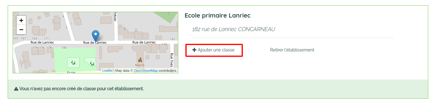 ajouter une classe à un établissement